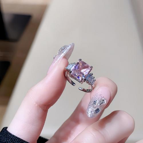 Zirkonia Messing Finger Ring, Modeschmuck & verschiedene Stile für Wahl & Micro pave Zirkonia & für Frau, Größe:7, verkauft von PC