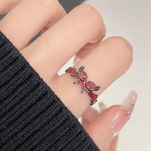 Brass Finger Ring, Butterfly, fashion jewelry & for woman & enamel US Ring 
