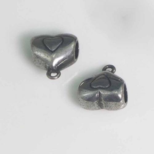 Stainless Steel Bail Bead, 304 Stainless Steel, Heart, polished, DIY, original color, 8.3mm Approx 4mm 