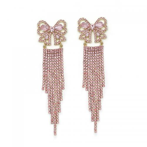 Zinc Alloy Rhinestone Drop Earring, KC gold color plated, fashion jewelry & for woman & with rhinestone 
