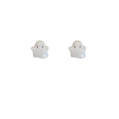 Zinc Alloy Stud Earring, Ghost, for woman & enamel, 20mm 