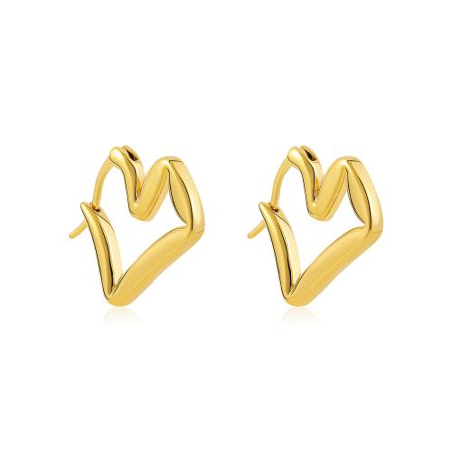 Stainless Steel Leverback Earring, 304 Stainless Steel, Heart, 18K gold plated, fashion jewelry & for woman, golden 
