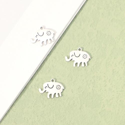 Stainless Steel Animal Pendants, 304 Stainless Steel, Elephant, polished, fashion jewelry & DIY, original color [