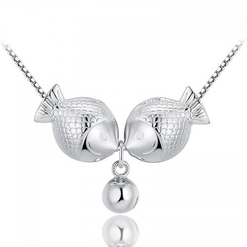 Collar de la joyería de plata esterlina, Plata de ley 925, Pez, para mujer, longitud:aproximado 45 cm, Vendido por UD[