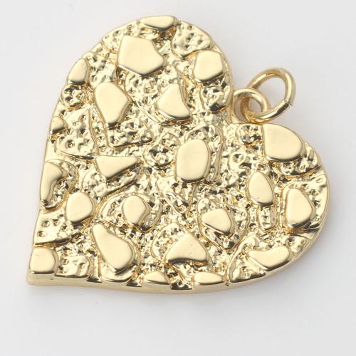 Pendentifs de coeur en laiton, Placage de couleur d'or, DIY Vendu par PC[
