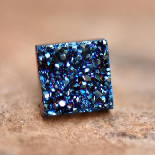 Crystal Magnetic Stud Earring, with Magnet, Square, Unisex 