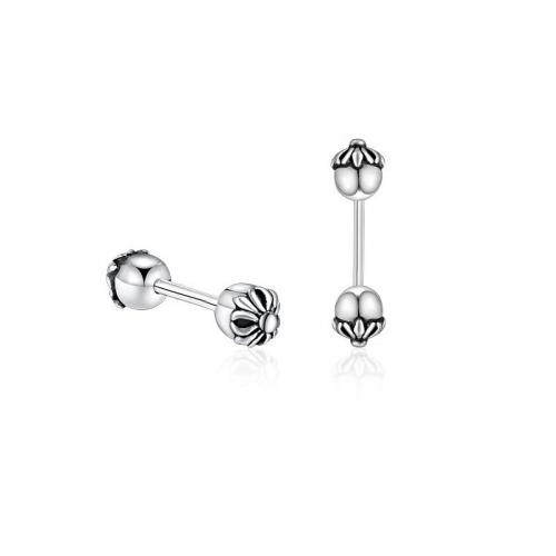 Zinc Alloy Stud Earring, silver color plated, vintage & for man, 3mm 