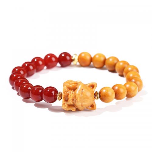 Yunnan Red Agate Bracelet, with Sandalwood, Fox, handmade, natural & for woman Approx 7 Inch 