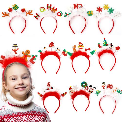 Рождественская повязка, пластик, с Войлок, Рождественский дизайн & для детей & разные стили для выбора, красный, продается PC