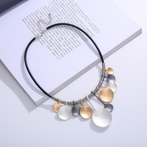 Zinc Alloy Necklace, with Wax Cord, plated, fashion jewelry & for woman Approx 45 cm 
