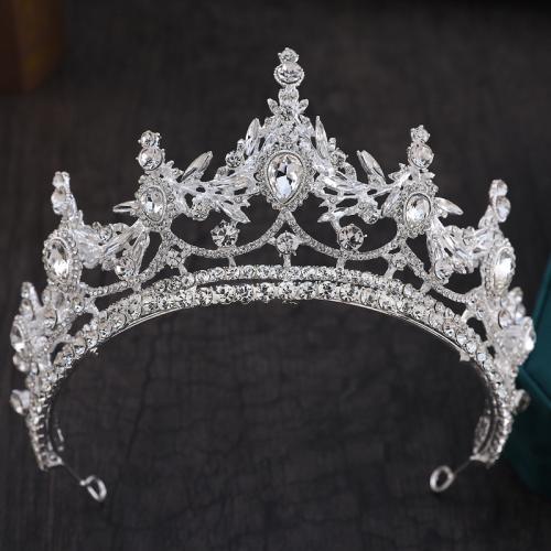 Bridal Tiaras, Zinc Alloy, fashion jewelry & for woman & with rhinestone diameter 140mm, height 75mm, arc length 300mm [