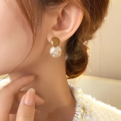 Boucle d'oreille de goutte acrylique, alliage de zinc, avec Acrylique, Placage, bijoux de mode & émail, doré Vendu par paire
