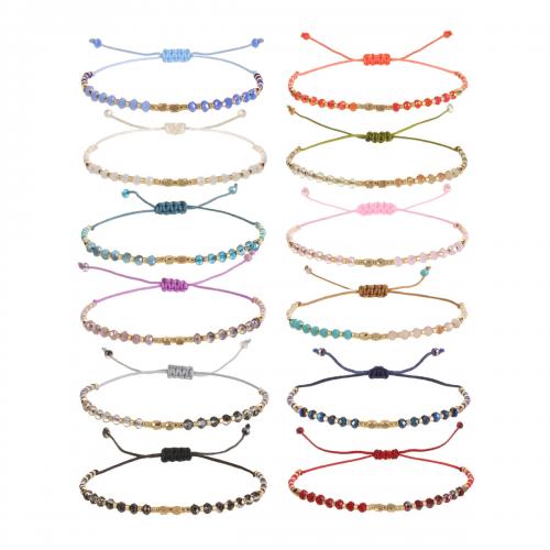 Bracelets Bijoux en verre, Seedbead, avec Fil de coton & cristal, fait à la main, bijoux de mode & pour femme, plus de couleurs à choisir Environ 18-23 cm, Vendu par PC