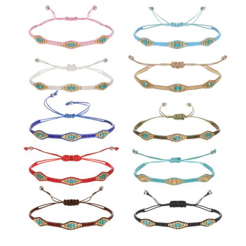 Glass Seed Beads Bracelets, Seedbead, with Wax Cord, handmade, fashion jewelry & for woman Approx 18-23 cm 