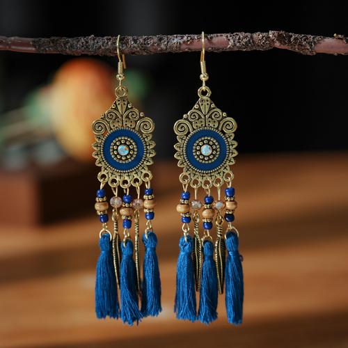 Glass Seed Beads Earring, Zinc Alloy, with Cotton Thread & Seedbead, plated, fashion jewelry & for woman & enamel 