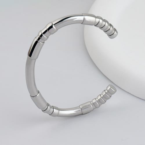 Stainless Steel Cuff Bangle, 304 Stainless Steel, plated, for woman, silver color 
