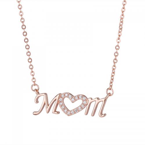 925 Sterling Silver Necklace, with 2inch extender chain, Alphabet Letter, plated, cross chain & Mother Day Jewelry & micro pave cubic zirconia & for woman Approx 17.7 Inch 