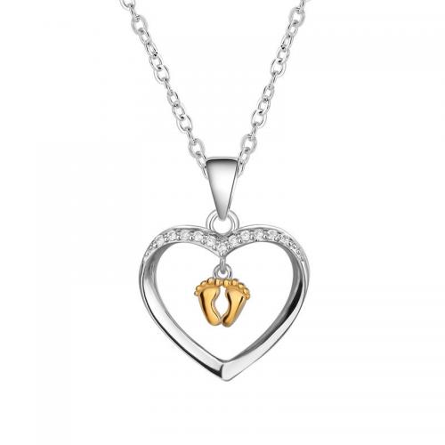 Cubic Zirconia Micro Pave Sterling Silver Pendant, 925 Sterling Silver, Heart, plated, Mother Day Jewelry & micro pave cubic zirconia & for woman 