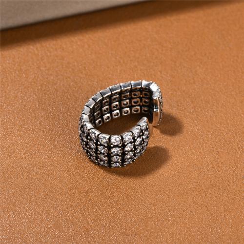 metal Pendiente Clip, chapado en platina real, Joyería & para mujer & con diamantes de imitación, 29.5x12.5mm, Vendido por UD
