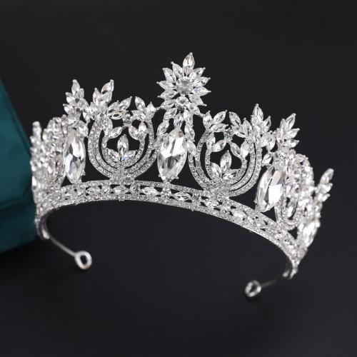 Bridal Tiaras, Zinc Alloy, with Crystal, fashion jewelry & for woman & with rhinestone, white, diameter 150mm, height 85mm 