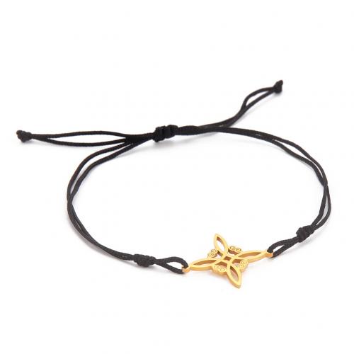 Fashion Jewelry Bracelet, Knot Cord, with 304 Stainless Steel, Vacuum Ion Plating, Unisex & adjustable Approx 16-28 cm 