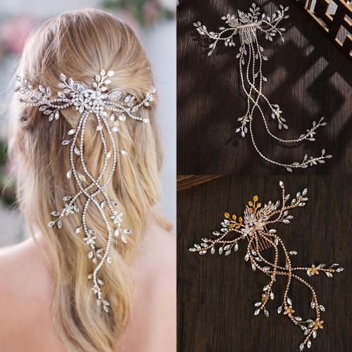 Bridal Decorative Hair Comb, Zinc Alloy, for woman & with rhinestone [