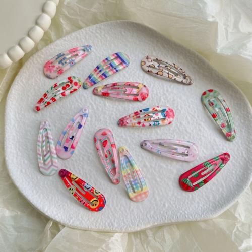 Hair Snap Clips, Zinc Alloy, printing, Girl & epoxy gel 30mm, Approx 