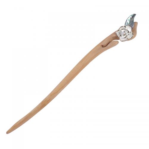 Hair Stick, Wood, with Shell & Zinc Alloy, vintage & for woman, 180mm 