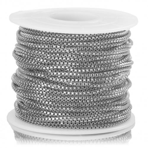 Stainless Steel Box Chain, 304 Stainless Steel, Vacuum Ion Plating, fashion jewelry & DIY nickel, lead & cadmium free, 1.5mm [