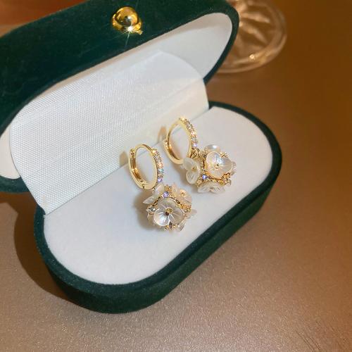 Zinc Alloy Rhinestone Drop Earring, with Acrylic, plated, fashion jewelry & with rhinestone, golden 