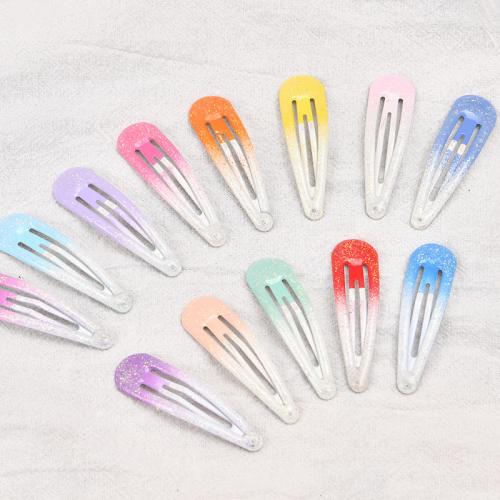 Hair Snap Clips, Zinc Alloy, stoving varnish, Girl & gradient color & epoxy gel 50mm 