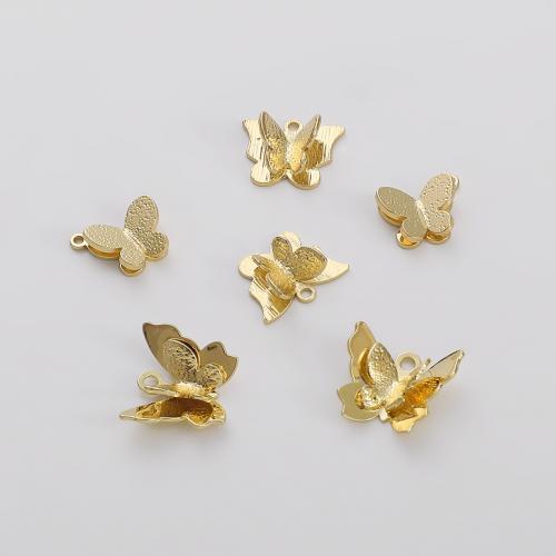 Animal Brass Pendants, Butterfly, plated, DIY & for woman, golden 