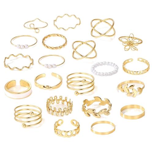Zinklegierung Ring Set, mit Kunststoff Perlen, plattiert, für Frau & Emaille, keine, verkauft von setzen