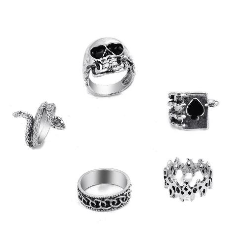 Zinc Alloy Ring Set, platinum color plated & for woman & enamel 