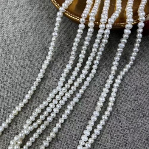 Natural Freshwater Pearl Loose Beads, Slightly Round, DIY, white, Length about 3.5-4mm, Approx 