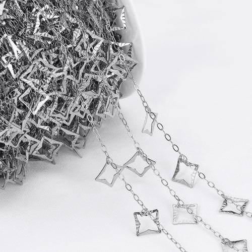 Stainless Steel Chain Jewelry, 304 Stainless Steel, Square, Vacuum Ion Plating, fashion jewelry & DIY & hollow 