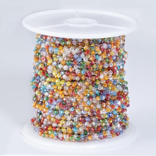 Edelstahl-Kettenschmuck, 304 Edelstahl, mit Kristall, Modeschmuck & DIY, gemischte Farben, 2.5mm, verkauft von m