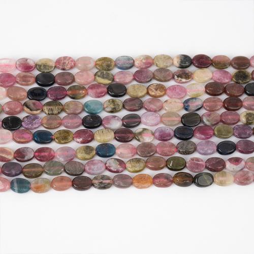 Natürlicher Turmalin Perlen, oval, poliert, DIY, gemischte Farben, 6x8mm, Länge:ca. 38 cm, ca. 47PCs/Strang, verkauft von Strang