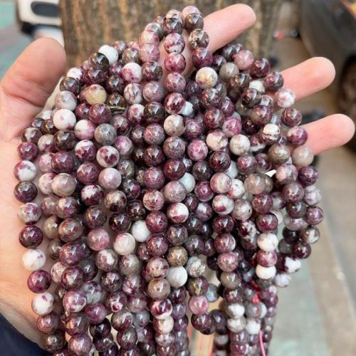 Natürlicher Turmalin Perlen, Plum Blossom Tourmalin, rund, poliert, DIY & verschiedene Größen vorhanden, Länge:ca. 38 cm, verkauft von Strang