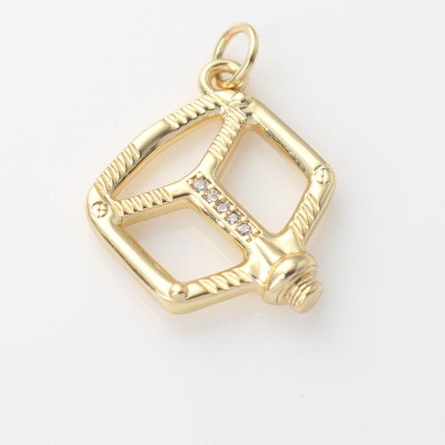 Cubic Zirconia Micro Pave Brass Pendant, gold color plated, DIY & micro pave cubic zirconia 