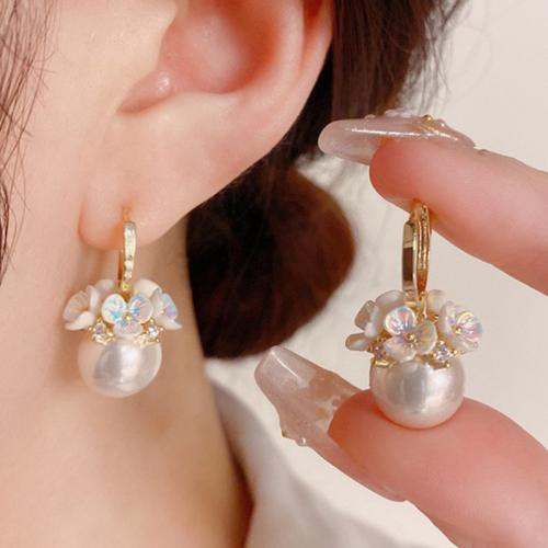 Zinc Alloy Rhinestone Drop Earring, with Acrylic, plated, fashion jewelry & with rhinestone, white 