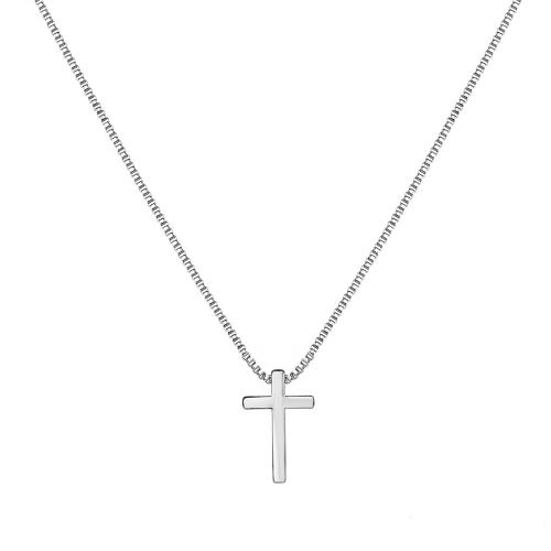 Brass Jewelry Necklace, with 2.7 Inch extender chain, Cross, plated, fashion jewelry & for woman, original color Approx 15.7 Inch 