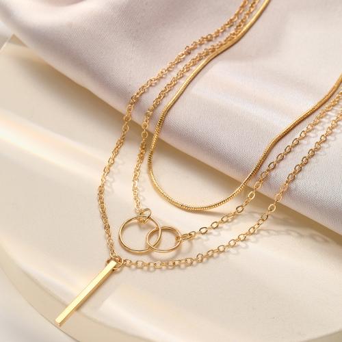 Zinc Alloy Necklace, plated, three layers & fashion jewelry & for woman, golden 