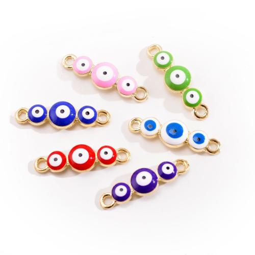 Evil Eye Jewelry Connector, Zinc Alloy, with Resin, gold color plated, DIY 