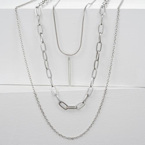 Zinc Alloy Necklace, plated, three layers & fashion jewelry & for woman, original color 