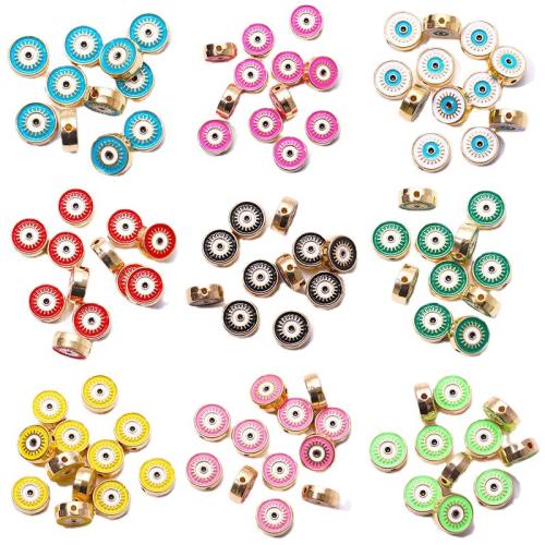 Zinc Alloy Evil Eye Beads, Round, gold color plated, double-sided enamel & DIY 12mm 