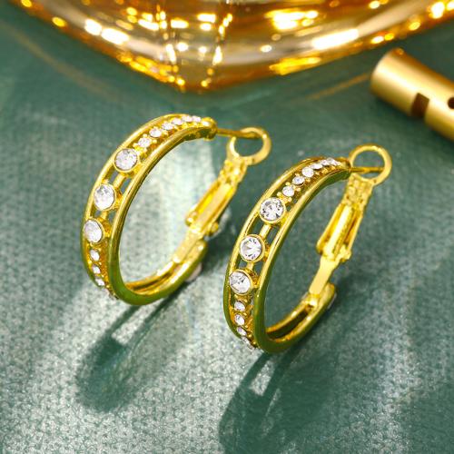 Boucle d'oreille dormeuses alliage zinc, alliage de zinc, avec cristal, bijoux de mode & pour femme, plus de couleurs à choisir Vendu par paire