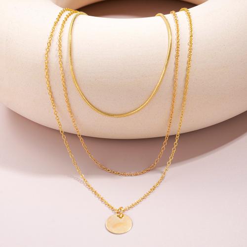 Zinc Alloy Necklace, plated, three layers & fashion jewelry & for woman, gold 