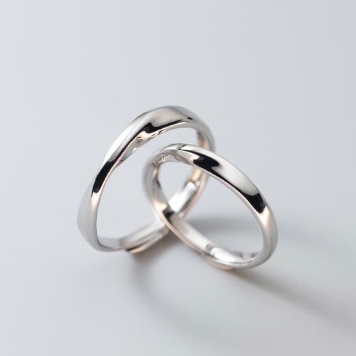 Couple Finger Rings, 925 Sterling Silver, 2 pieces & adjustable & for couple, silver color, US Ring .5 