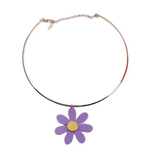 Acrylic Collar, with Zinc Alloy, Flower, gold color plated, fashion jewelry & for woman Inner Approx 150mm 